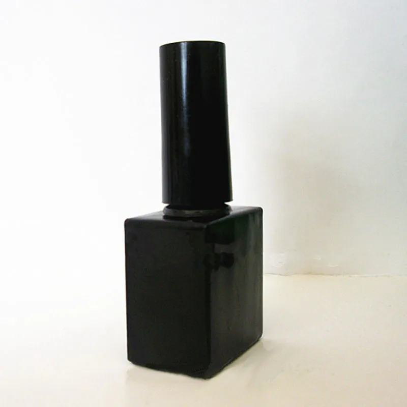 Flaconi di vetro smalto nero da 10ml vuoti con pennello in vetro quadrato 10cc smalto, bottiglia in vetro olio essenziale F293