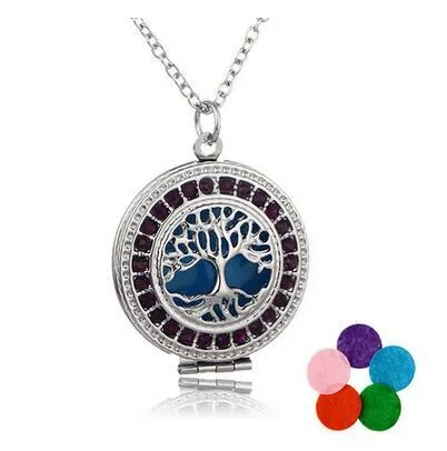 NOUVEAU Parfum Aroma Diffuseur Médaillon Colliers Arbre de Vie Pendentif Magnétique Parfum Médaillon Avec Feutre Pads cage pendentif Bijoux 7 couleurs