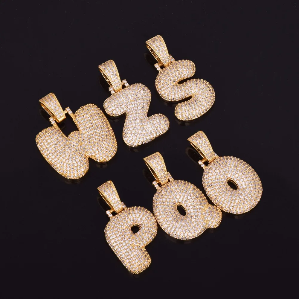 A-Z nom personnalisé lettres Bling colliers pendentif breloque pour hommes femmes argent or couleur cubique Zircon Hip Hop bijoux cadeaux