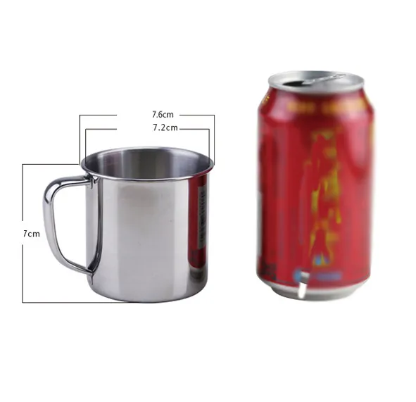 250Ml En Acier Inoxydable Café Thé Tasse Tasse Camping Voyage Diamètre 7cm Bière Lait Expresso Isolé Incassable Enfants Tasse WX9-303