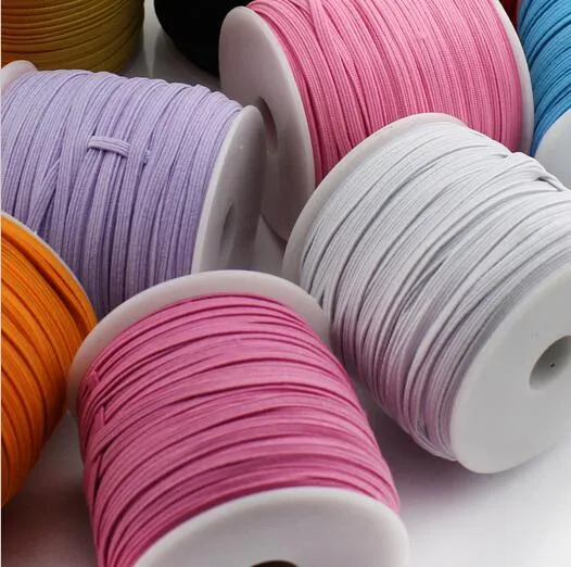 1/8 Skinny Elastic 3mm Bredd 50Yarger / Roll DIY Baby Headbands Hair Tillbehör Huvudbonader för kvinnor Du väljer 3 färger