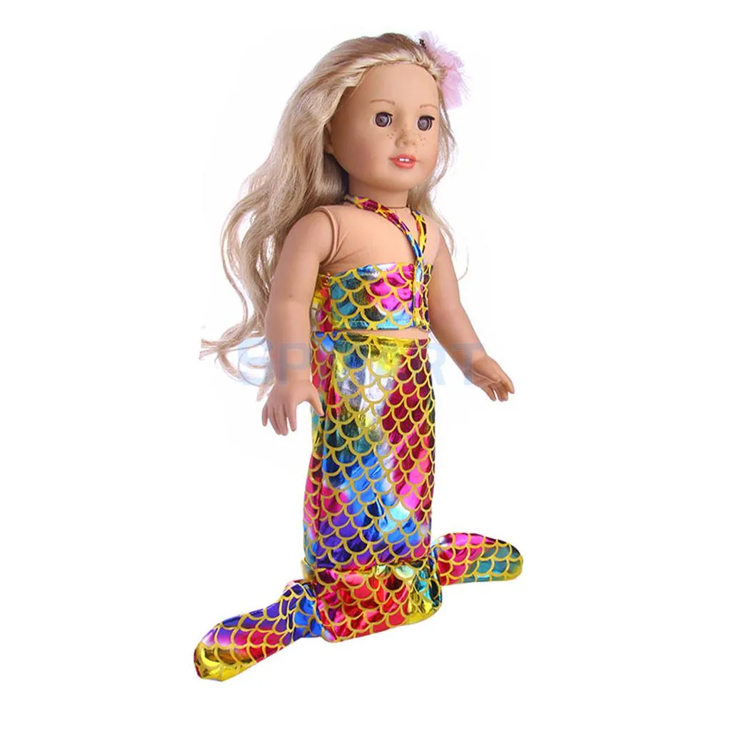 Abbigliamento bambole da 18 pollici Costume da bagno con coda di sirena Costumi da bagno 183939 American Girl Our Generation My Life Journey Doll Accessori9246488