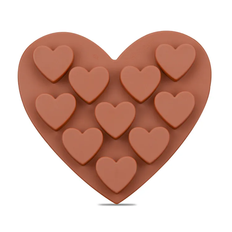 سيليكون قالب الكعكة 10 المشابك على شكل قلب الشوكولاته العفن الخبز DIY