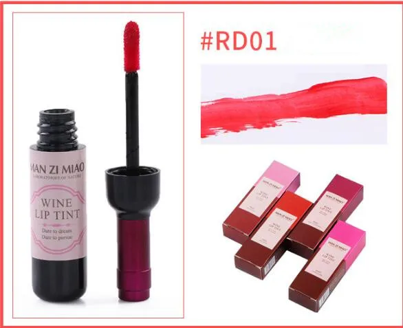 2019 Kırmızı Şarap Şişesi Mat dudak tonu Dudak Parlatıcısı Su Geçirmez Uzun Ömürlü Lipgloss Nemlendirir Dudak Tonu Kozmetik Sıvı Ruj 6 Renkler DHL ücretsiz