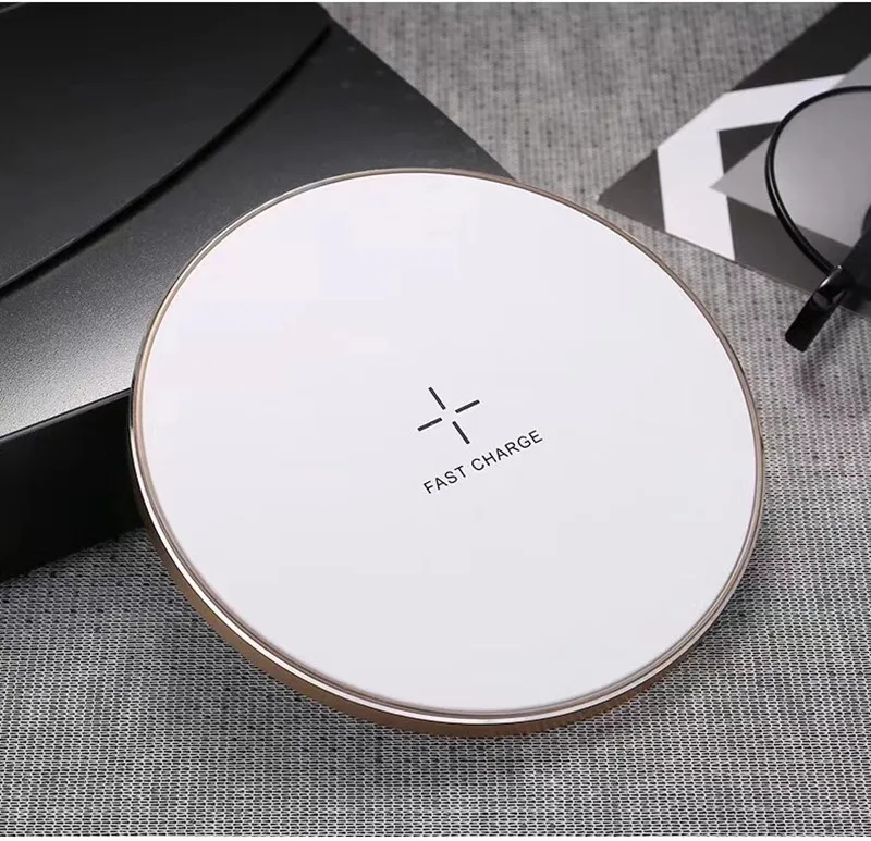 New Design Fast Wireless Charger Aluminum Alloy Wireless Charging Pad With USB Cable For iphone X 8 Samsung Galaxy S9 S8 plus Note goophone