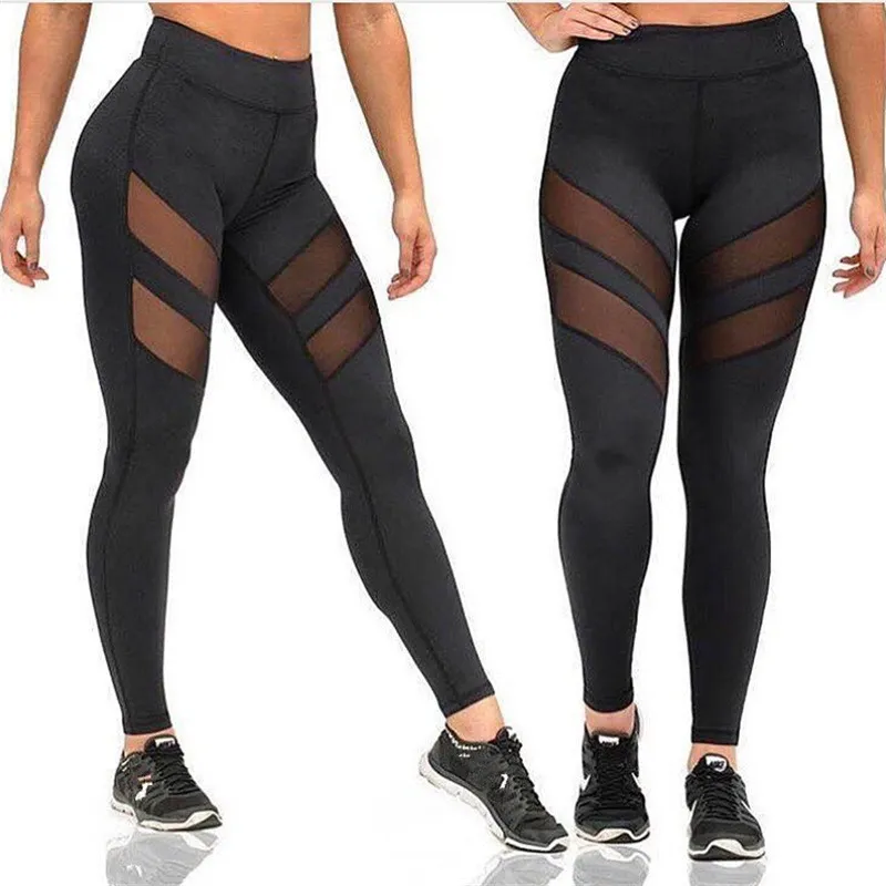 Fitness Clothes Female Europe and America Plus Size Fast Dry Trousers Sports Tight Hollow Sports Running Yoga Pants Leggings