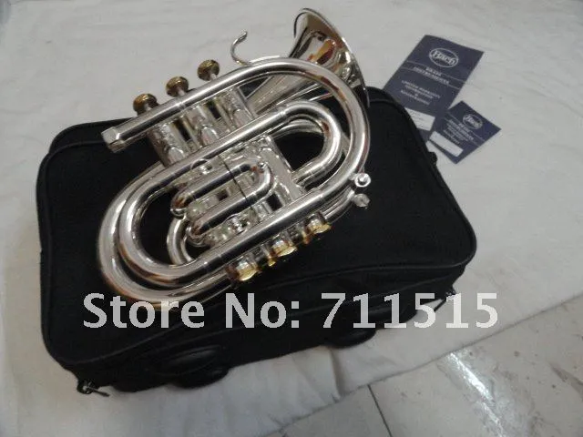 New Arrive Bb Pocket Trumpet High Quality Brass Tube Silver Plated Surface Trumpet Brand Musical Instrument With Case