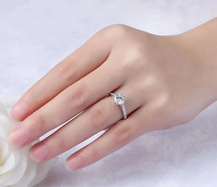 Choucong 爪セット 1.5ct ストーンダイヤモンド 925 スターリングシルバー女性婚約結婚指輪リング米国サイズ 4-10 ギフト