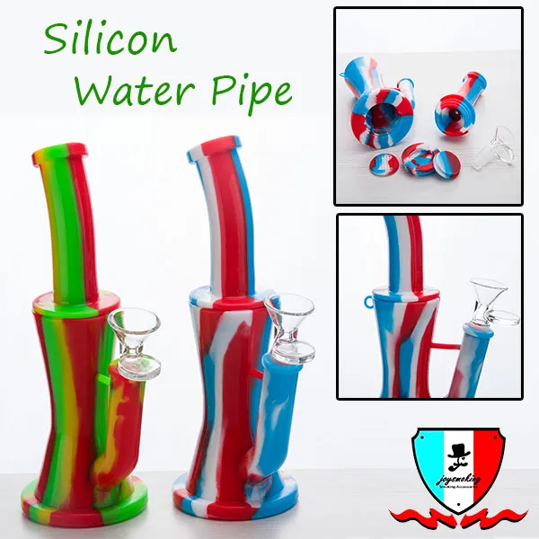 Silicone Water Pipe with Double Filters Dia 75mm Mixed Color Smoking Hookah Pipe Bong Hand Pipes