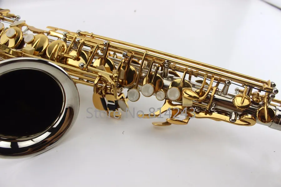 Profesjonalne Mosiądzkie instrumenty muzyczne Nikloszek Alto Saxophone Nickel Plated Gold Plated Key Eb Tune Sax z ustnik