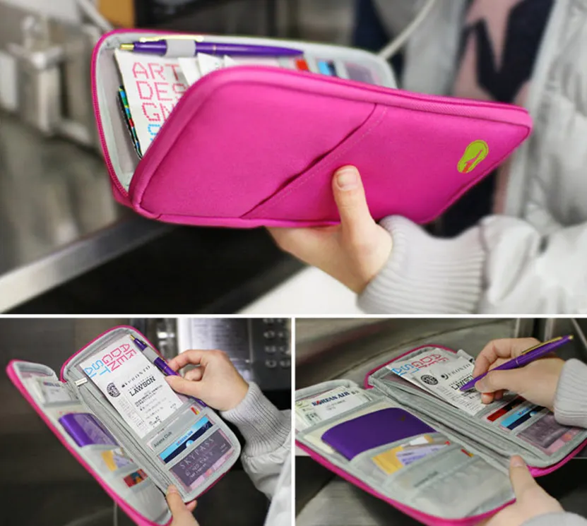 Fashion Travel Passport Credit ID Card Holder Cash Wallet Organizer Cosmetic Bag Purse Wallet nylon pouch