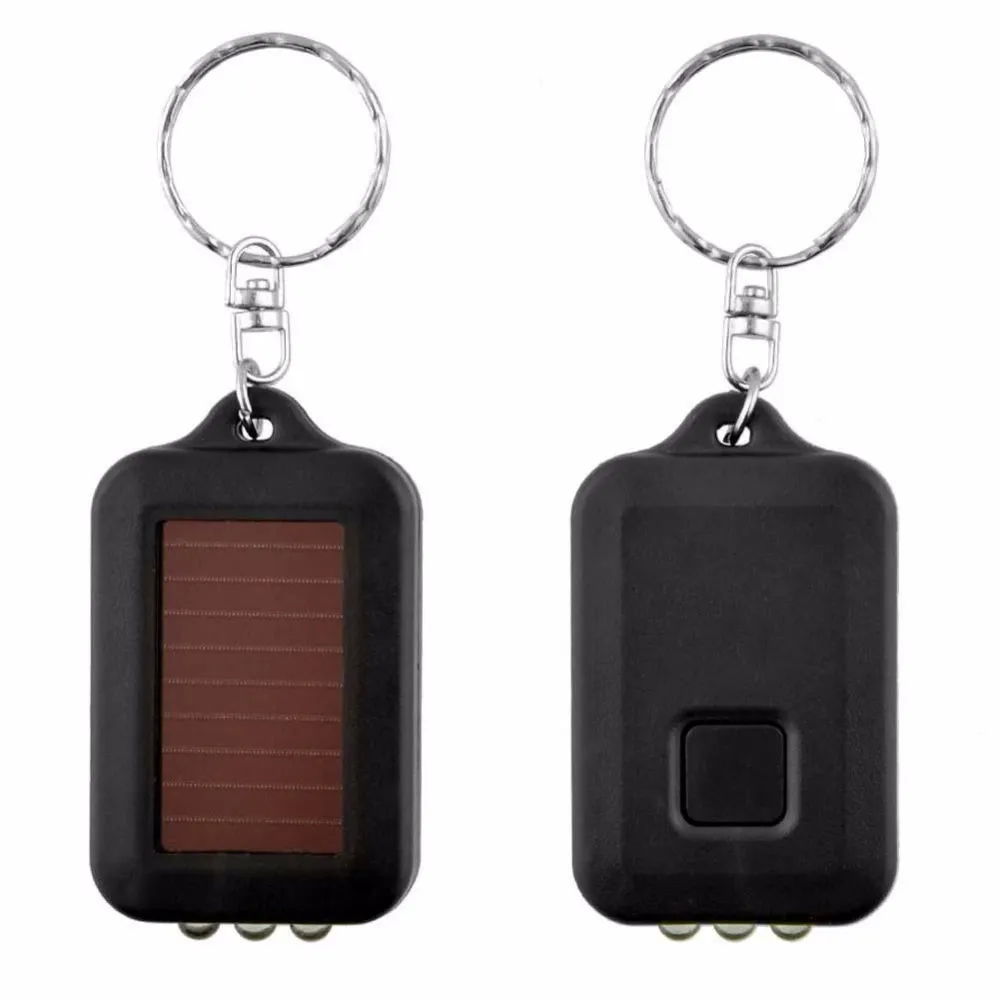 Emergency Portable Outdoor Solar Powered 3 LED Light Keychain Keyring Torch Flashlight Lamps