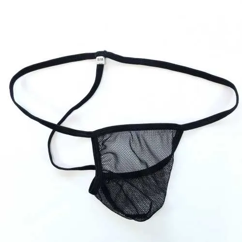 Mens C - thru 끈 팬티 끈 G3447 Small Fishnet 윤곽 파우치 제한 파우치 제한 속옷 Under Thru Mesh Polyester