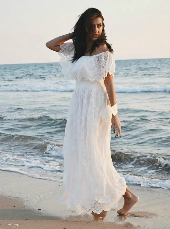 Czarowna Koronka Bohemian Boho Suknie Ślubne Wiosna Arabski 2018 Summer Beach Country Plus Size Vestido de Noiva Suknia Bridal Ball Dla Bride