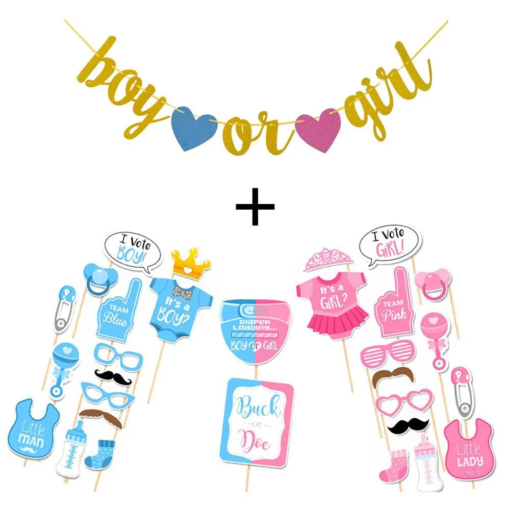 Gender Reveal Party Boy Or Girl Photo Booth Props Kit On A Stick From  Cat11cat, $7.34