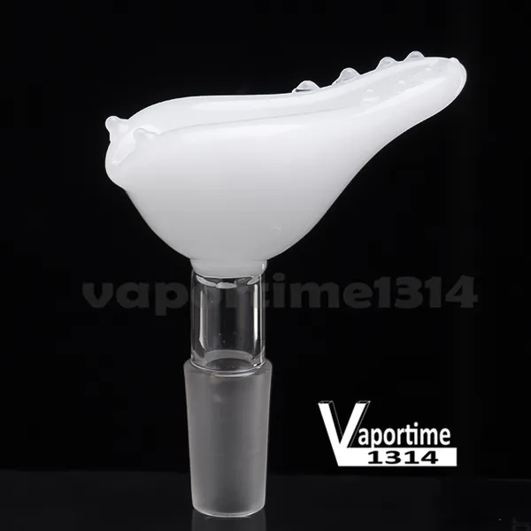 Requin Verre Bol Air Trou Dent 14mm 18mm Mâle Joint Connexion Blanc Tuyau D'eau Plate-Forme Pétrolière Bubbler Fumer Bong Herb Holder 381