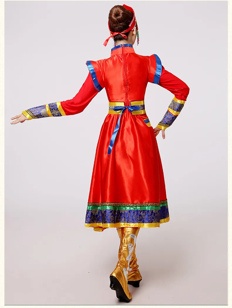 New Red and blue Mongolian traditional dance clothes classical stage performance wear women's Chinese dance costumes for singers