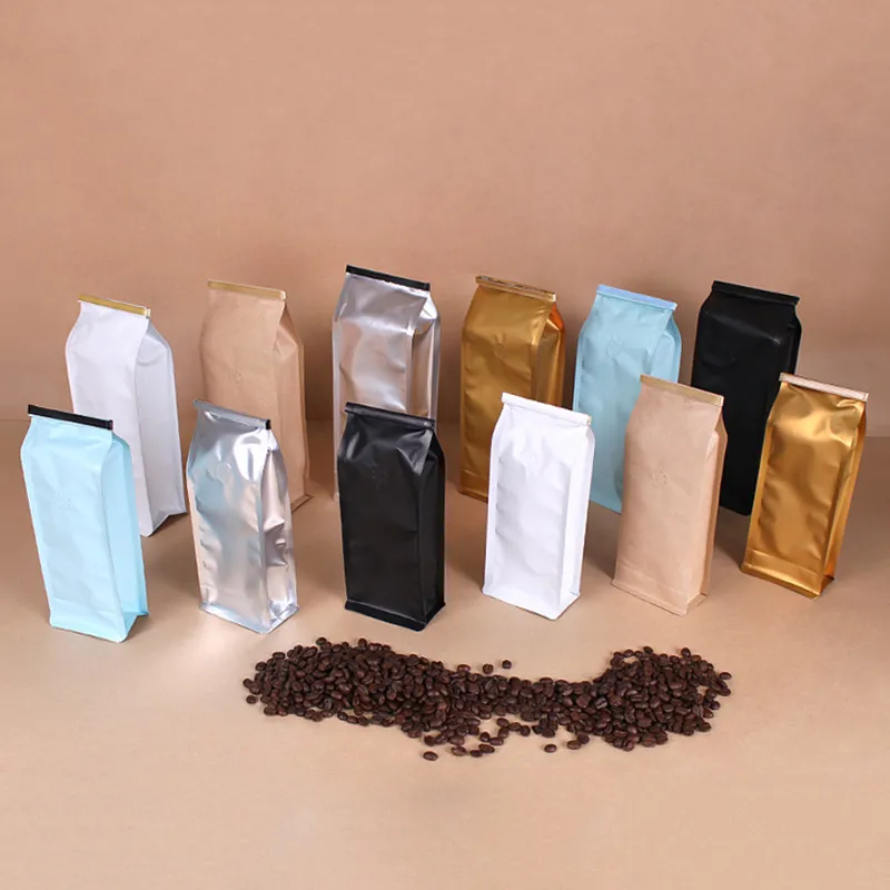 135 * 265mm + 75mm 500g multi-colore multi-funzione film ottagonale cerniera laterale a fondo piatto foglio di alluminio confezione caffè sacchetto solitario nativo