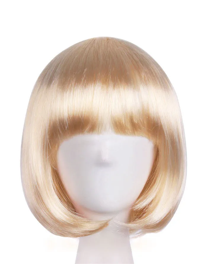 Haarperücke, mittellang, blond, beige bis zu Fransen, 40 cm, Cosplay-Tageskostüm