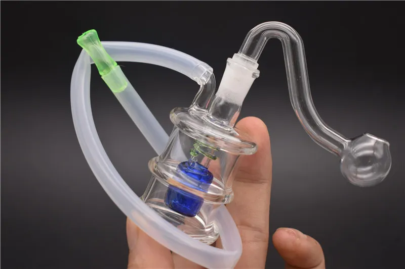 New product cheap wholesale 10mm mini Glass Bongs Spiral Recycler Dab oil Rigs Water smoking pipe with bowl and hose