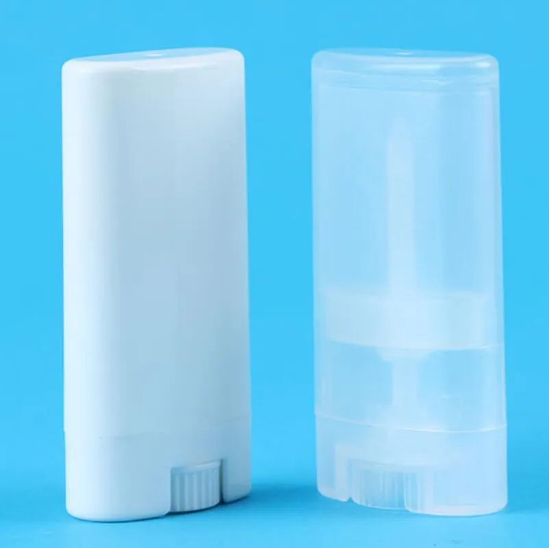 Portable DIY 15ml Clear White Plastic Empty Oval Lip Balm Tubes Deodorant Containers LX2264