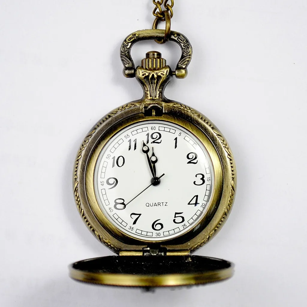 Partihandel 50st / Case Dia 4.5cm Hängsmycke Kedja Quartz Bronze Big Tower Watch Pocket Watch PW103