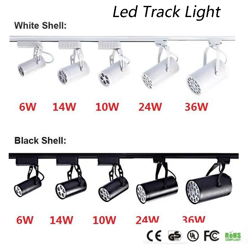 DHL CE ROHS UL LED 트랙 라이트 6W 10W 14W 24W 36W 120 빔 각도 천장 스포트 라이트 AC 85-265V LED 스포트 조명