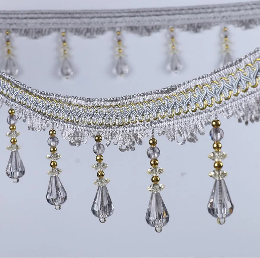 12 Mètres Diamants Perle Pendentif Suspendu Dentelle Tissu Garniture Ruban Pour Fenêtre Rideaux De Fête De Mariage Décorer Vêtements À Coudre DIY