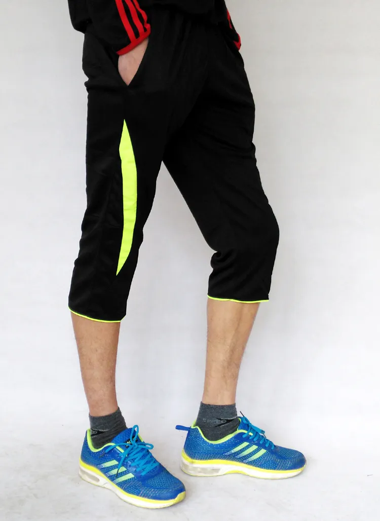 2018 pantalones de entrenamiento de fútbol para hombres joggings fútbol recortado 3 4 pantalones hombres deportes correr fitness pantalones bolsillo pantalones de chándal 221c