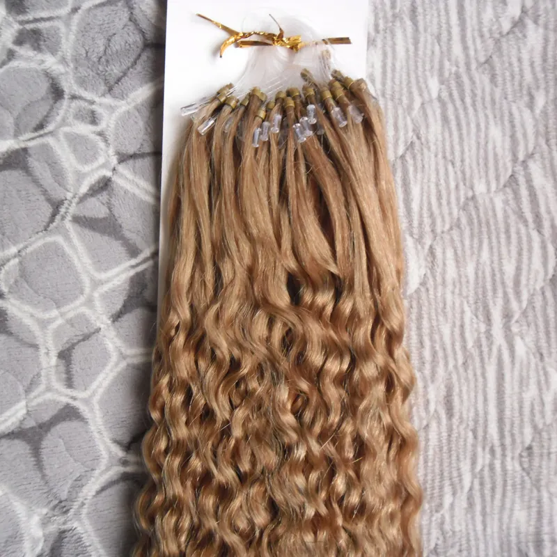 Kinky Curly Loop Micro Ring Hair 100 Human Micro Bead Links Maschinell hergestellte Remy Haarverlängerung 100G3151634
