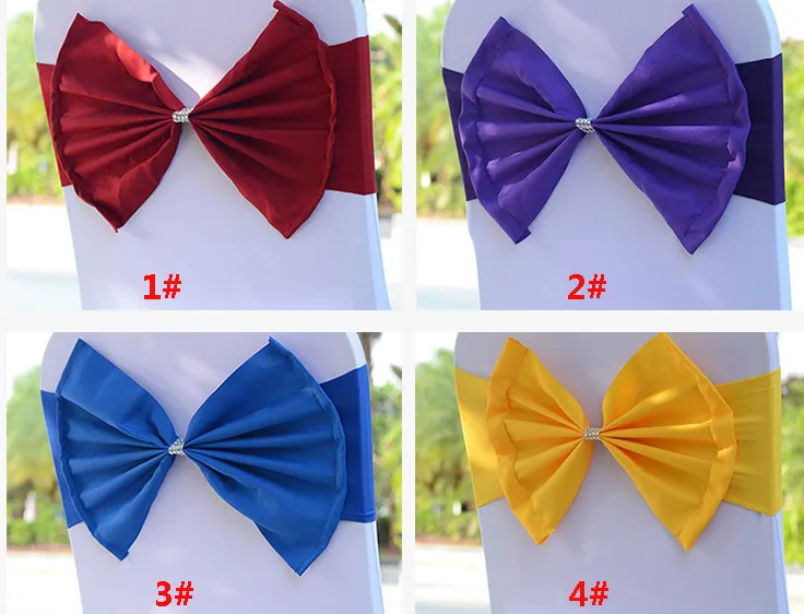 Elastyczne Krzesło Zespół Okładki Sashes for Wedding Party Prom z Hoop Buckle Spandex BowkNot Krzesła Krzesła Sash Klamry Pokrywa DHL WX9-556