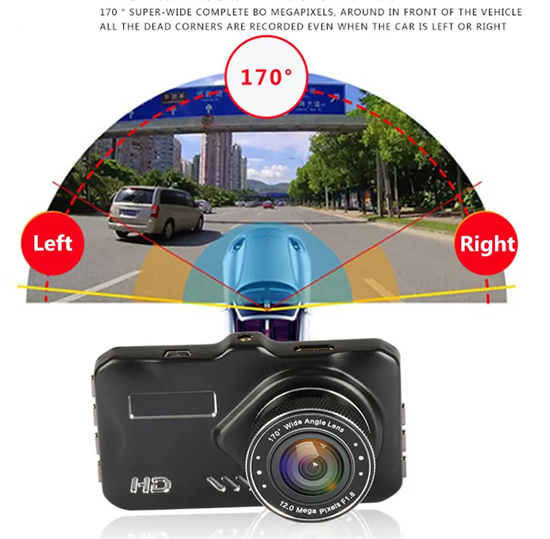 3quot car DVR camera full HD dashcam 1080P auto blackbox 170° Gsensor loop recoding motion detection parking monitor8306911