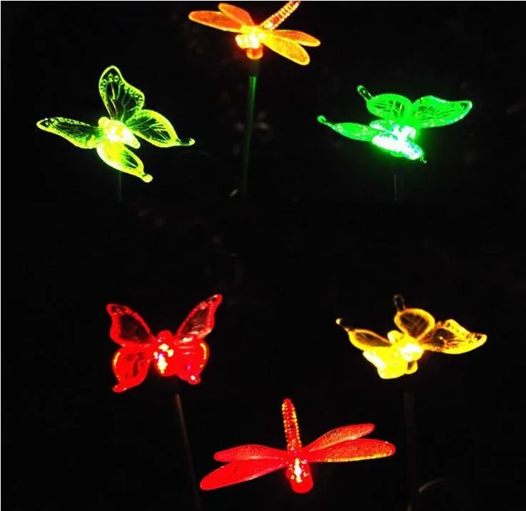 Cordas solares Loutdoor Jardim Cor Chaning Luzes LED com libélula clara borboleta colibra de beija-flor misturado para jardim ao ar livre Pathwa