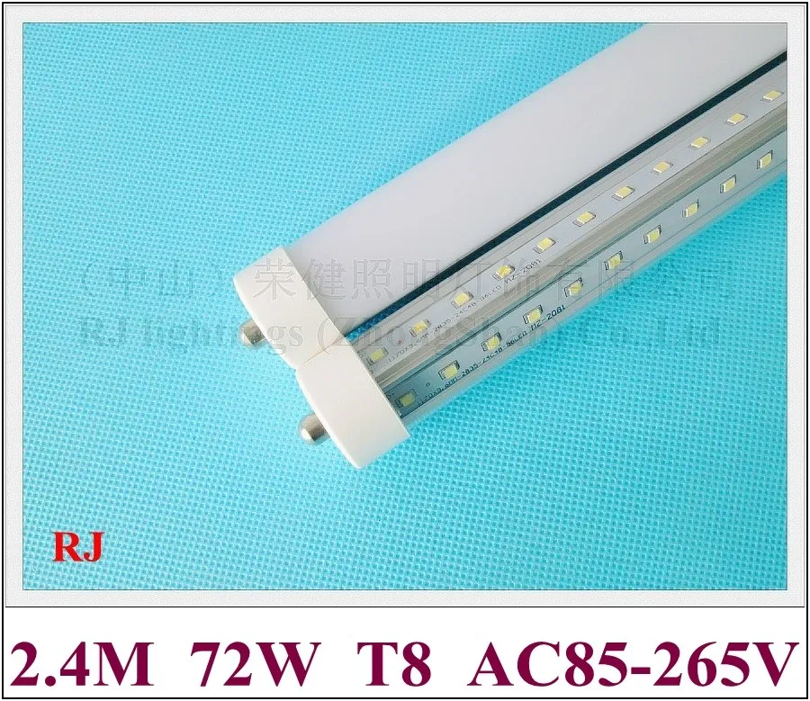 FA8 T8 LED tube fluorescent LED tube ampoule lampe lumière double rangée 2400mm 8FT 72W 270° angle de faisceau FA8 V-style