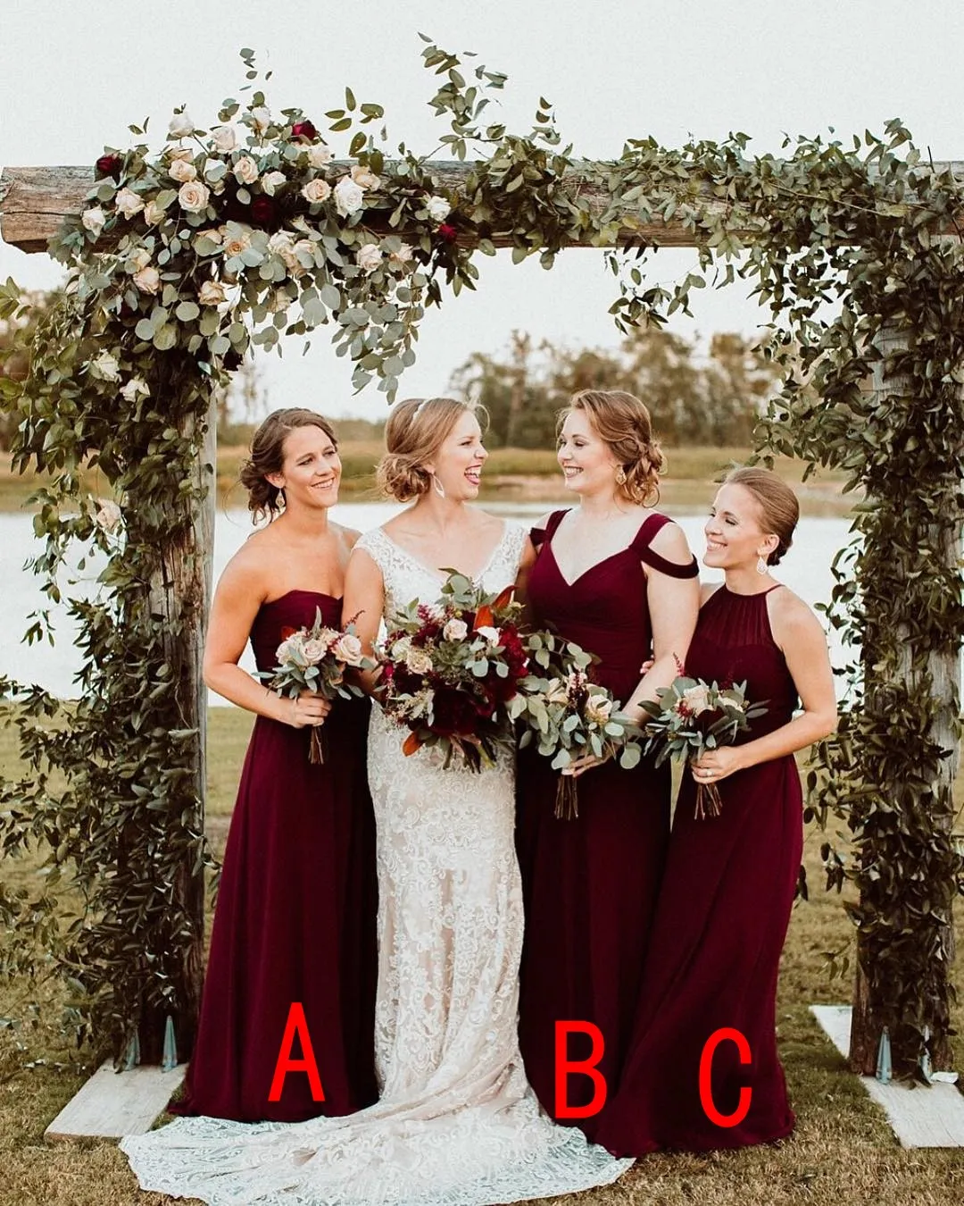 Burgundy Chiffon Maroon Bridesmaid Dresses Long With Sweetheart Neckline And Open Back Floor Length Maid Of Honor Robe From Elegantdress009 76.53 DHgate.Com
