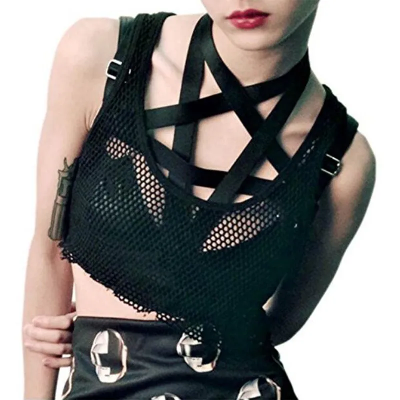 Hot Bdsm femme sexy Goth Lingerie Harnais élastique cage soutien-gorge lingerie cupless Bondage Body harnais élastique ceinture Taille juste disponible pour S-XL