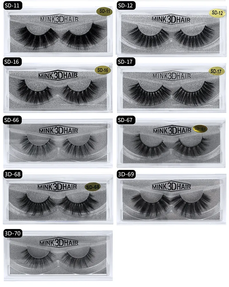 HOT 3D Mink Eyelashes Cils Messy faux Eye lash Extension 12styles Sexy Eyelash Full Strip Eye Lashes par fibre chimique Épais DHL SHIP