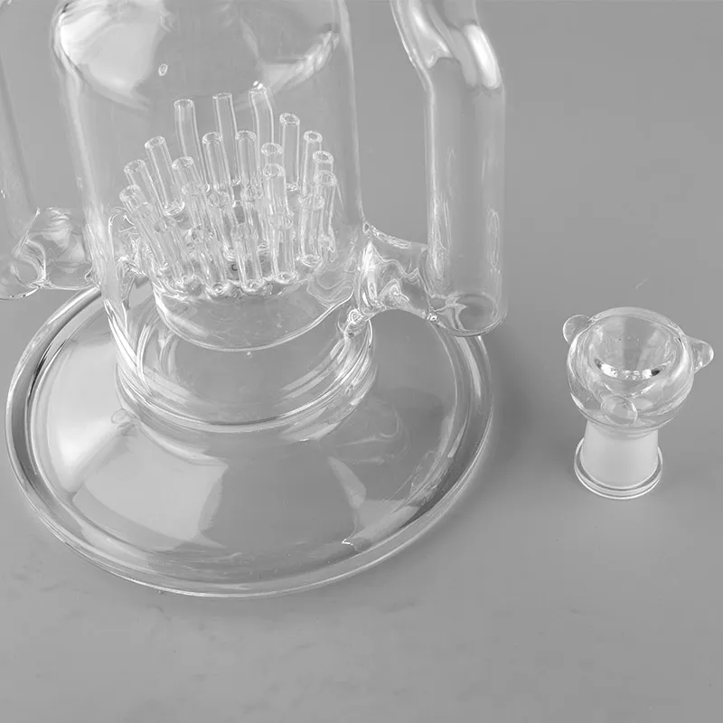 JM Flow Glass Vattenrör Dubbelfiltrering Recycler Sprinkler Percolator Oil Rig Glas Bongs med 18 tum 18mm Manlig