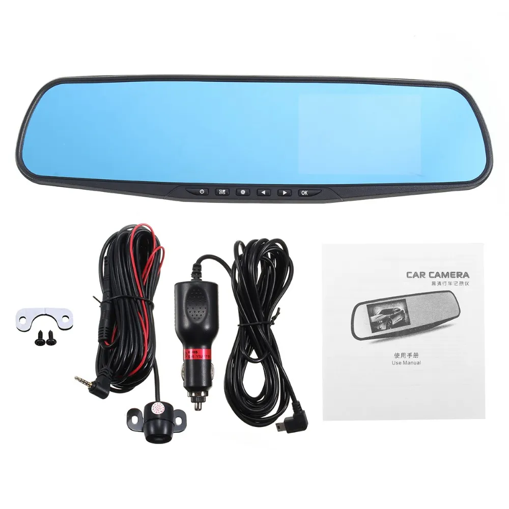 Hot M068 3,8 polegadas 1080P HD 140 Ângulo Night Vision View View Retrovisor Câmera Câmera Câmera Video Recorder Video Backup Carro DVR Free DHL