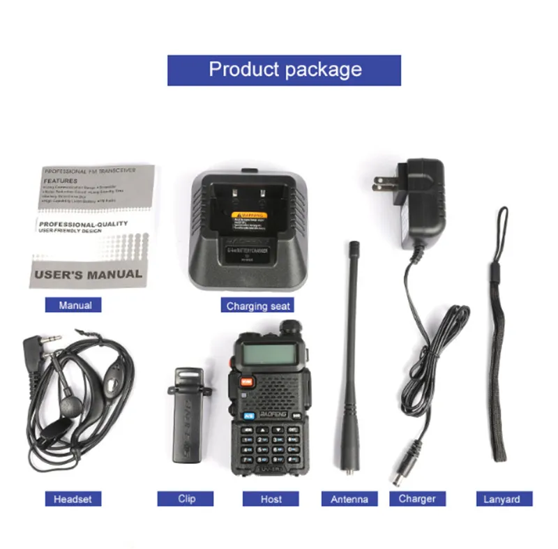 Baofeng UV-5R الفرقة Dual Band Walkie Talkie Radio Transceiver مزدوج عرض راديو التواصل