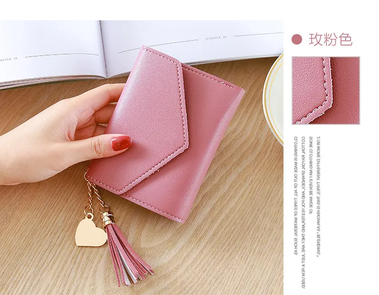 Tassel pendant 3-layer card wallet Genuine Leather Women Short Wallet Zipper Purse Short Handbag For Girl Lady Nice Gift Money clip