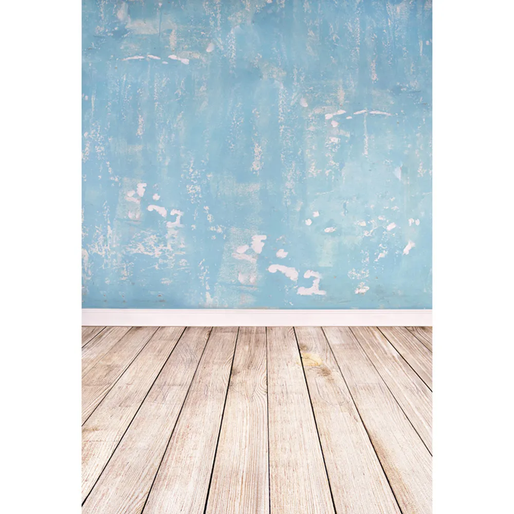 Mur bleu solide enfants Photo décors plancher en bois nouveau-né bébé douche accessoires garçon enfants enfants filles photographie Studio arrière-plans