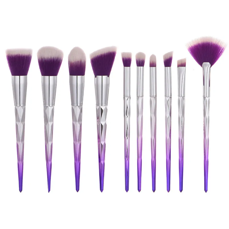 Syrenka Makeup Szczotka Zestaw 10 sztuk Diament Rękojeść Profesjonalny Twarz Blush Proszek Eyeshadow Foundation Lip Make Up Brushes Zestaw Narzędzia kosmetyczne