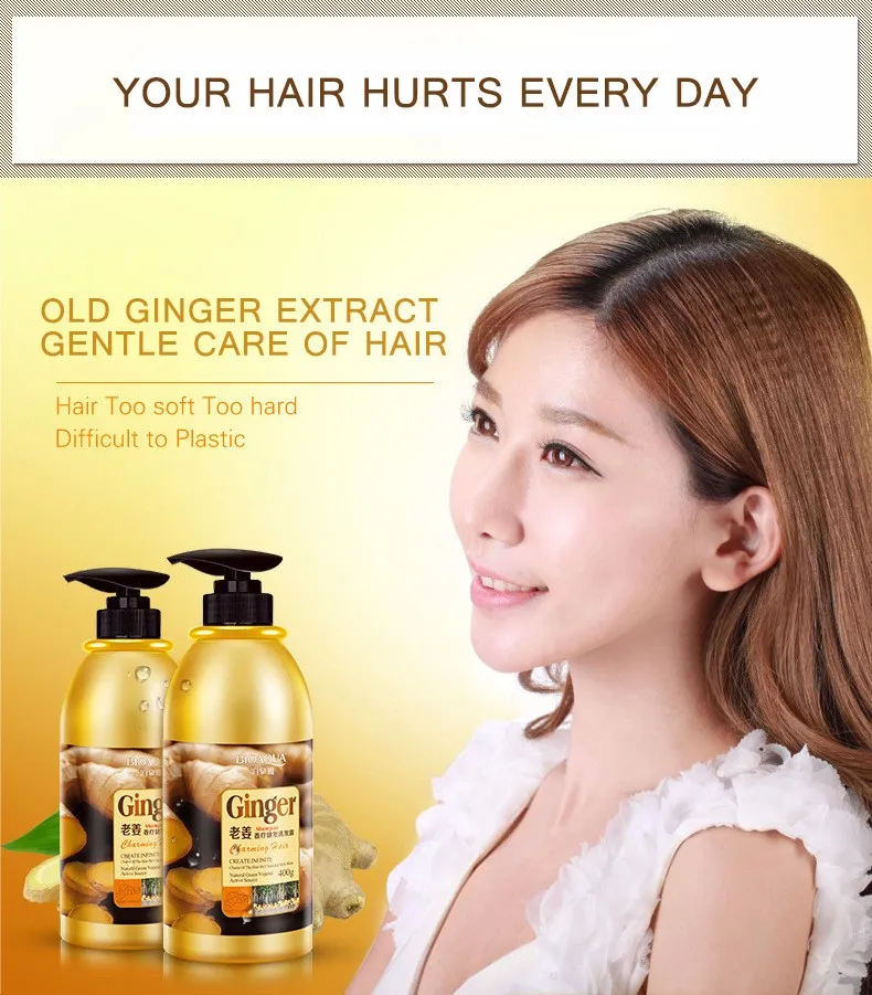 Shampoo de gengibre silicone oilcontrol anticaspa para mulheres unissex cabelo seco e danificado 400ml 3156872