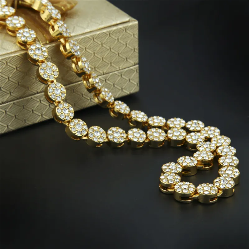 Мужская 1 -й кластерная цепь желтый серебряный черный золотой цвет заморожена Rhinesone Diamond Hip Hop Men Men Chain Diwelry Great Gift