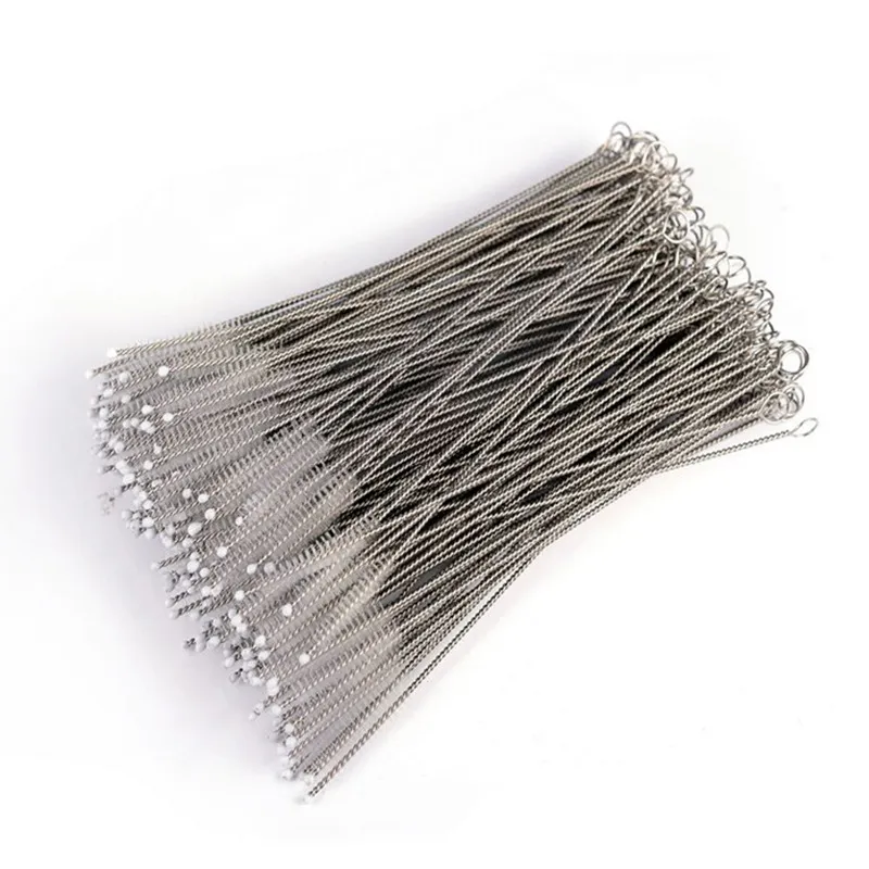 Drinking Stainless Steel Straw Brush Metal Reusable Cocktail Drinking Straw Cleaner Brushes Nylon Brush For Straw