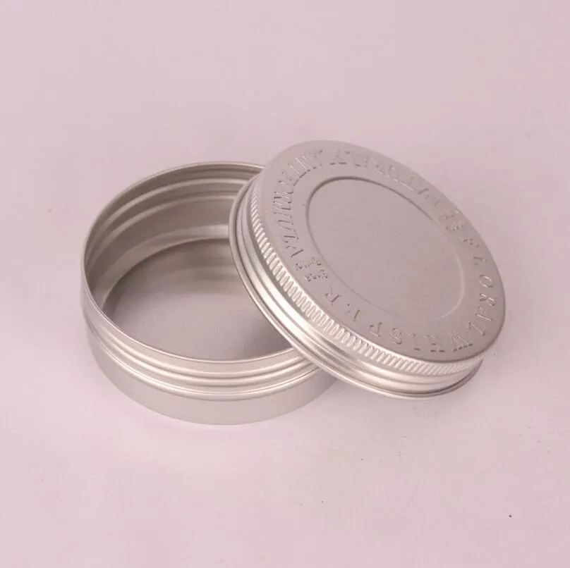 Tomma silver aluminiumburkar 60ml Refillerbar metall Tenn 2 oz Kosmetiska behållare Hantverk LX1245