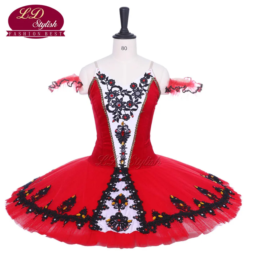 Röd Vuxen Professionell Ballett Tutu Remonda Performance Stage Wear Women Ballet Dance Tävling Kostymer Tjejer Ballett Kjol