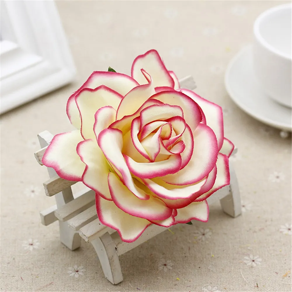 10cm Soie Blooming Roses Tête De Fleur Artificielle Pour La Décoration De Voiture De Mariage DIY Guirlande Décorative 10pcs