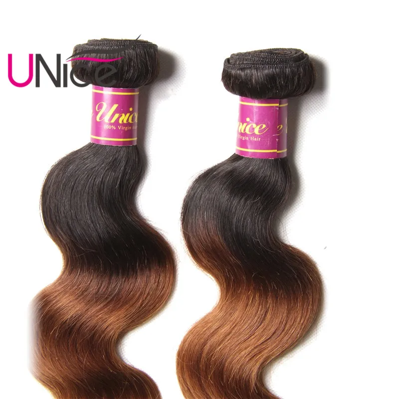 Unice capelli brasiliani T1B / 4/27 bundles onda del corpo Ombre Remy 100% capelli umani tesse vergine 4 bundles estensioni dei capelli all'ingrosso Bulk Nizza